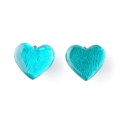 Teal Shell Heart Clip Earrings | The Jewellery Stop