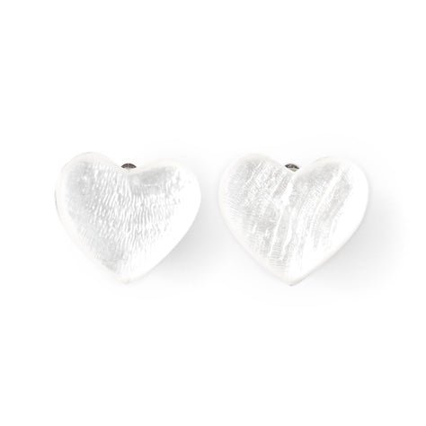 White Shell Heart Clip Earrings | The Jewellery Stop