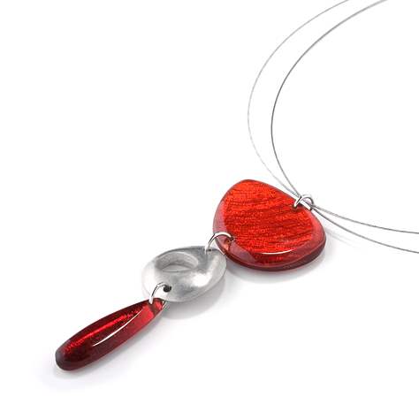Red Eclectic Pebble Pendant