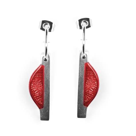 Red Deco Moon Creole Earrings | The Jewellery Stop