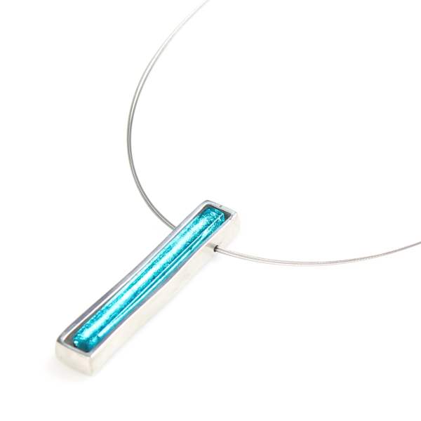 Turquoise Caged Line Pendant