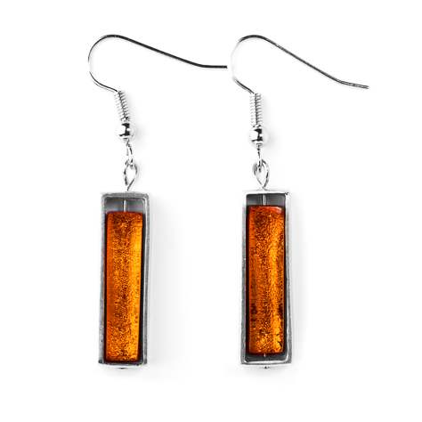 Orange Caged Line Fish Hook Earrings | The Jewellery Stop