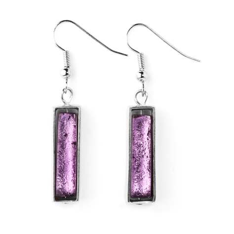 Purple Caged Line Fish Hook Earrings | The Jewellery Stop