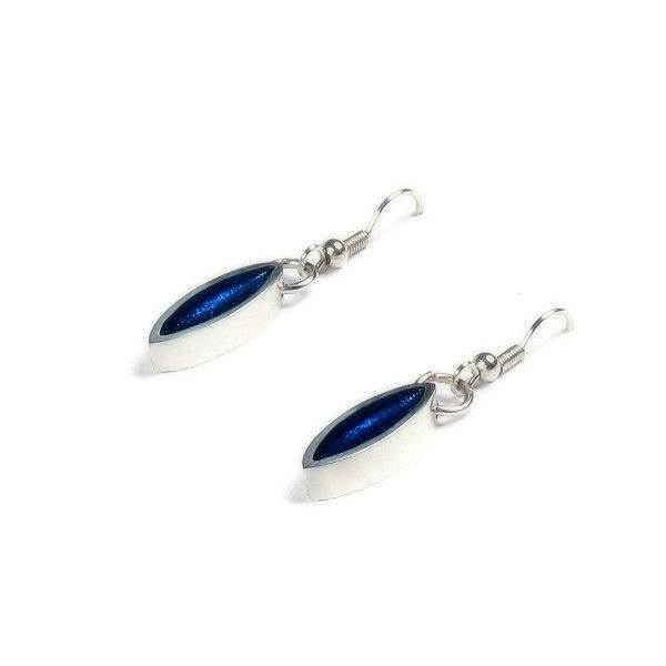 Navy Bamboo Shoot Fish Hook Earrings | The Jewellery Stop