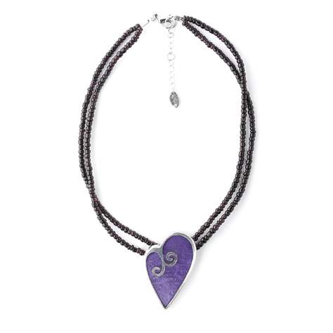 Purple Filigree Heart Pendant on Glass Beads | The Jewellery Stop