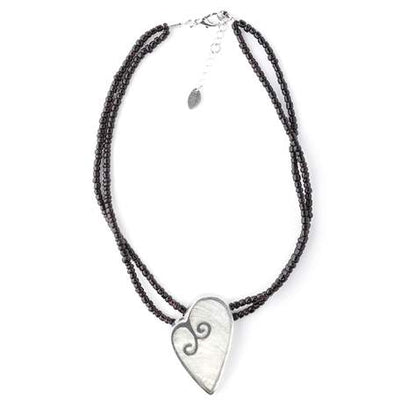 White Filigree Heart Pendant on Glass Beads | The Jewellery Stop