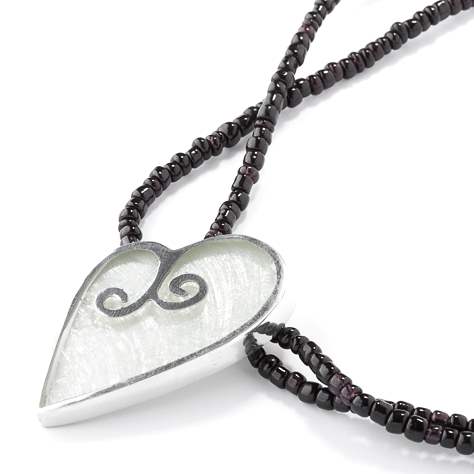 White Filigree Heart Pendant on Glass Beads | The Jewellery Stop