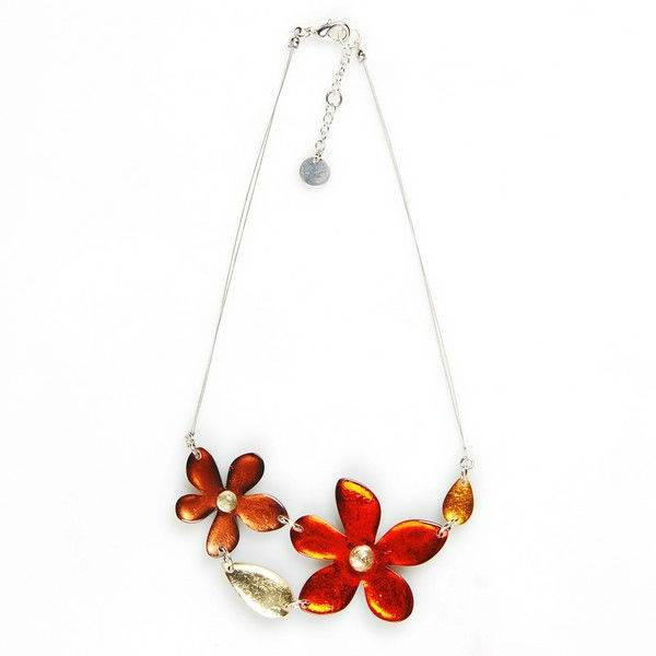 Amber Flower Bib Necklace