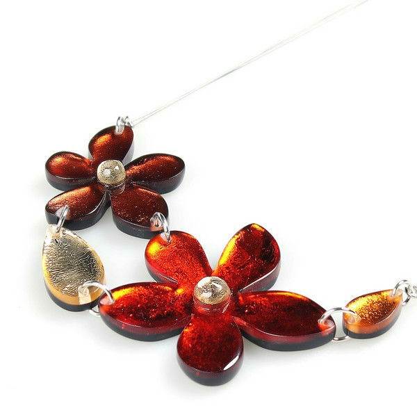 Amber Flower Bib Necklace