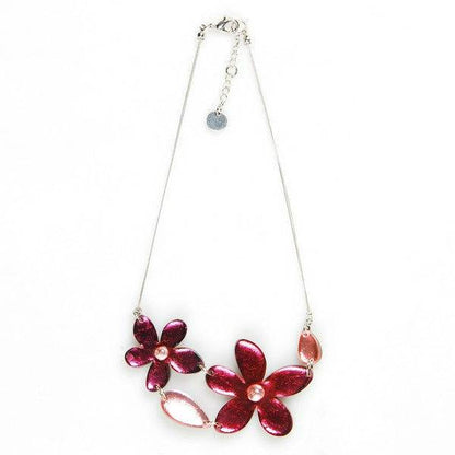 Raspberry Flower Bib Necklace