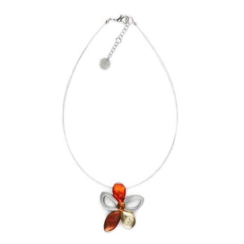 Amber Eclectic Flower Pendant on Wire | The Jewellery Stop