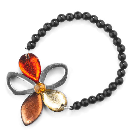 Amber Eclectic Flower Bracelet