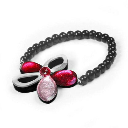 Raspberry Eclectic Flower Bracelet