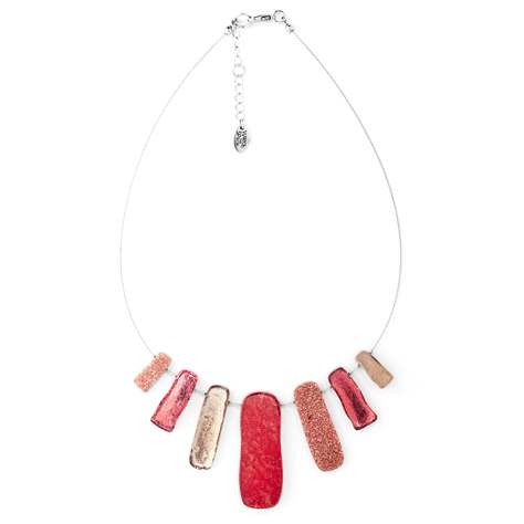 Raspberry Jagged Tiles Necklace