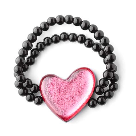 Pink Love Heart Bracelet on Glass Beads | The Jewellery Stop