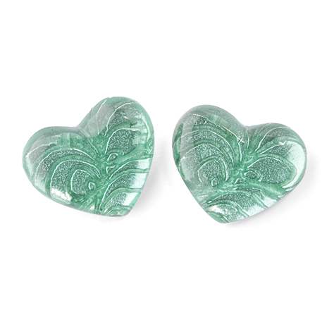 Aqua Peacock Heart Clip Earrings