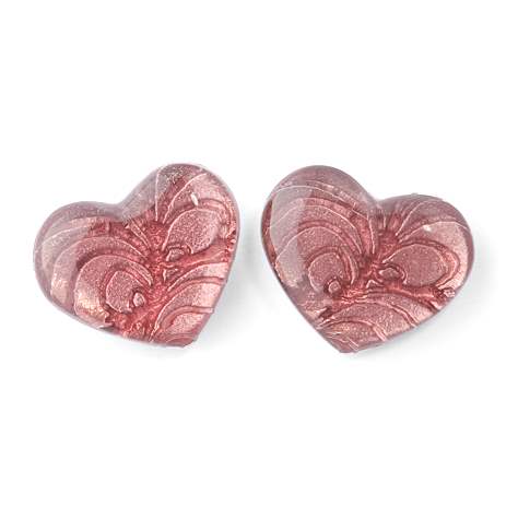 Pink Peacock Heart Clip Earrings