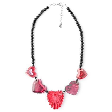 Pink Eclectic Heart Necklace on Glass Beads | The Jewellery Stop