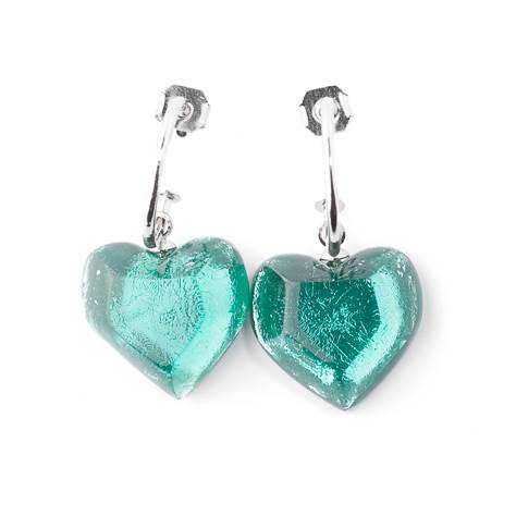 Aqua Eclectic Heart Creole Earrings