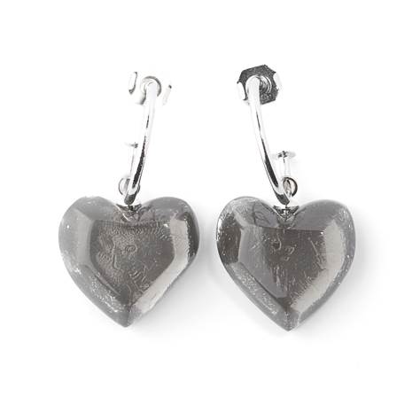 Black Eclectic Heart Creole Earrings | The Jewellery Stop