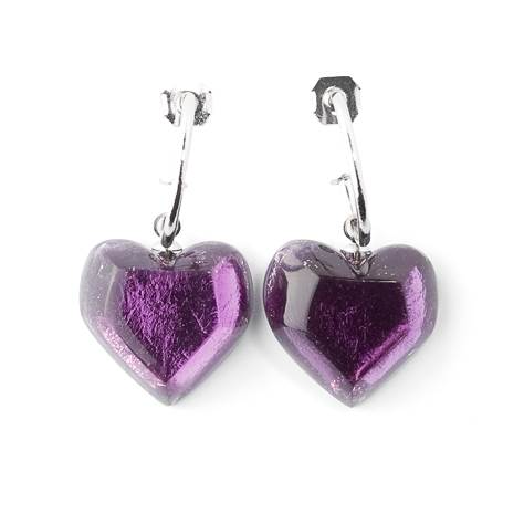Purple Eclectic Heart Creole Earrings | The Jewellery Stop