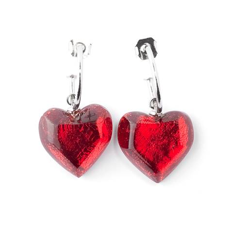 Red Eclectic Heart Creole Earrings | The Jewellery Stop