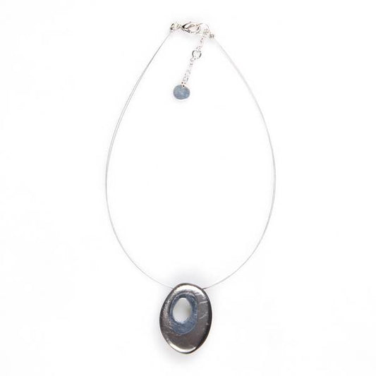 Black Oval Pewter Pendant | The Jewellery Stop