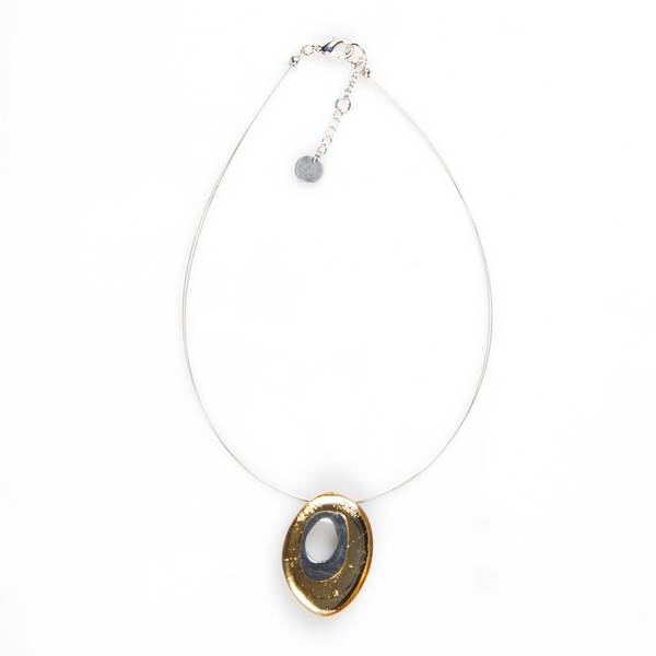 Gold Oval Pewter Pendant