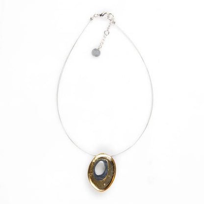 Gold Oval Pewter Pendant