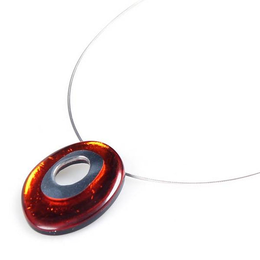 Orange Oval Pewter Pendant | The Jewellery Stop
