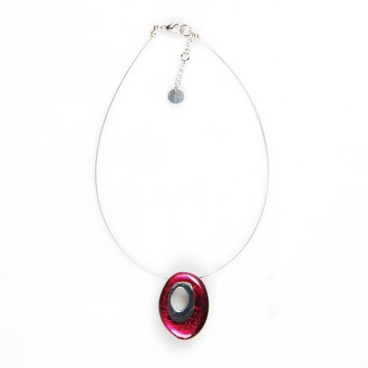 Pink Oval Pewter Pendant | The Jewellery Stop