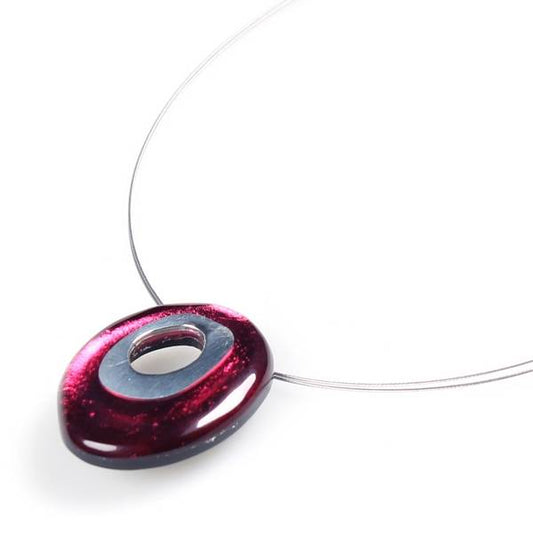 Pink Oval Pewter Pendant | The Jewellery Stop