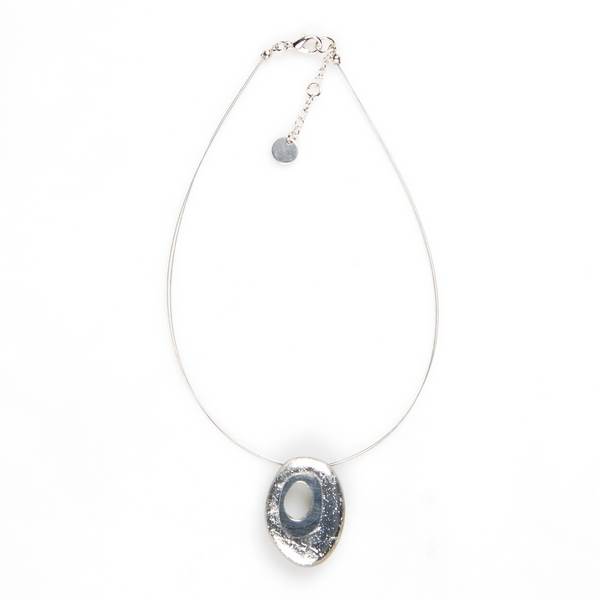 Silver Oval Pewter Pendant