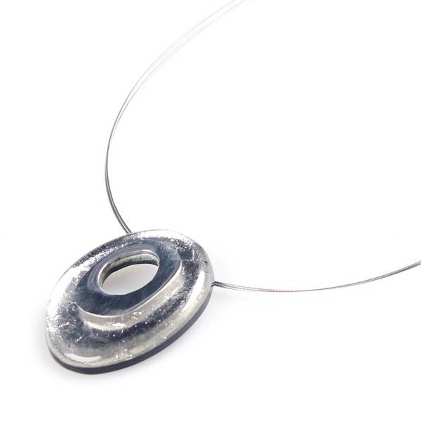 Silver Oval Pewter Pendant