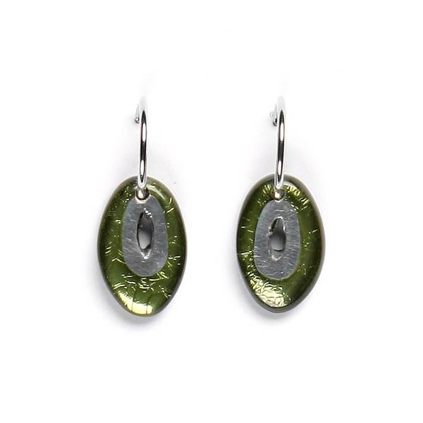 Moss Oval Pewter Creole Earrings | The Jewellery Stop