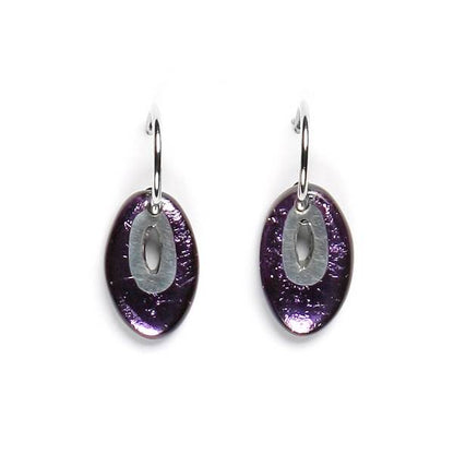 Purple Oval Pewter Creole Earrings | The Jewellery Stop