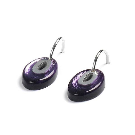 Purple Oval Pewter Creole Earrings | The Jewellery Stop