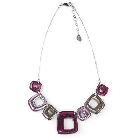 Pink Hollow Squares Necklace