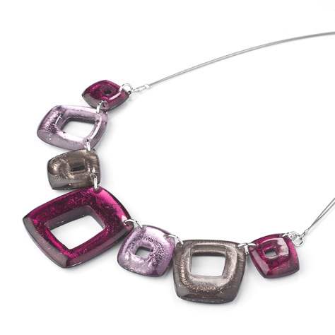Pink Hollow Squares Necklace
