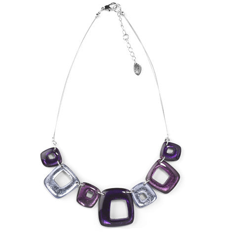 Purple Hollow Squares Necklace