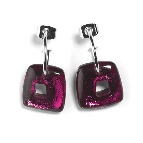 Pink Hollow Squares Creole Earrings | The Jewellery Stop