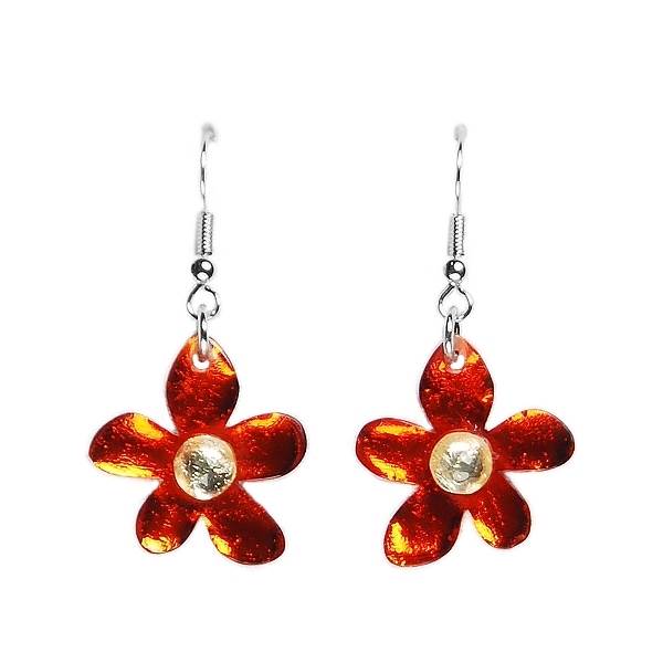 Amber Flower Fish Hook Earrings