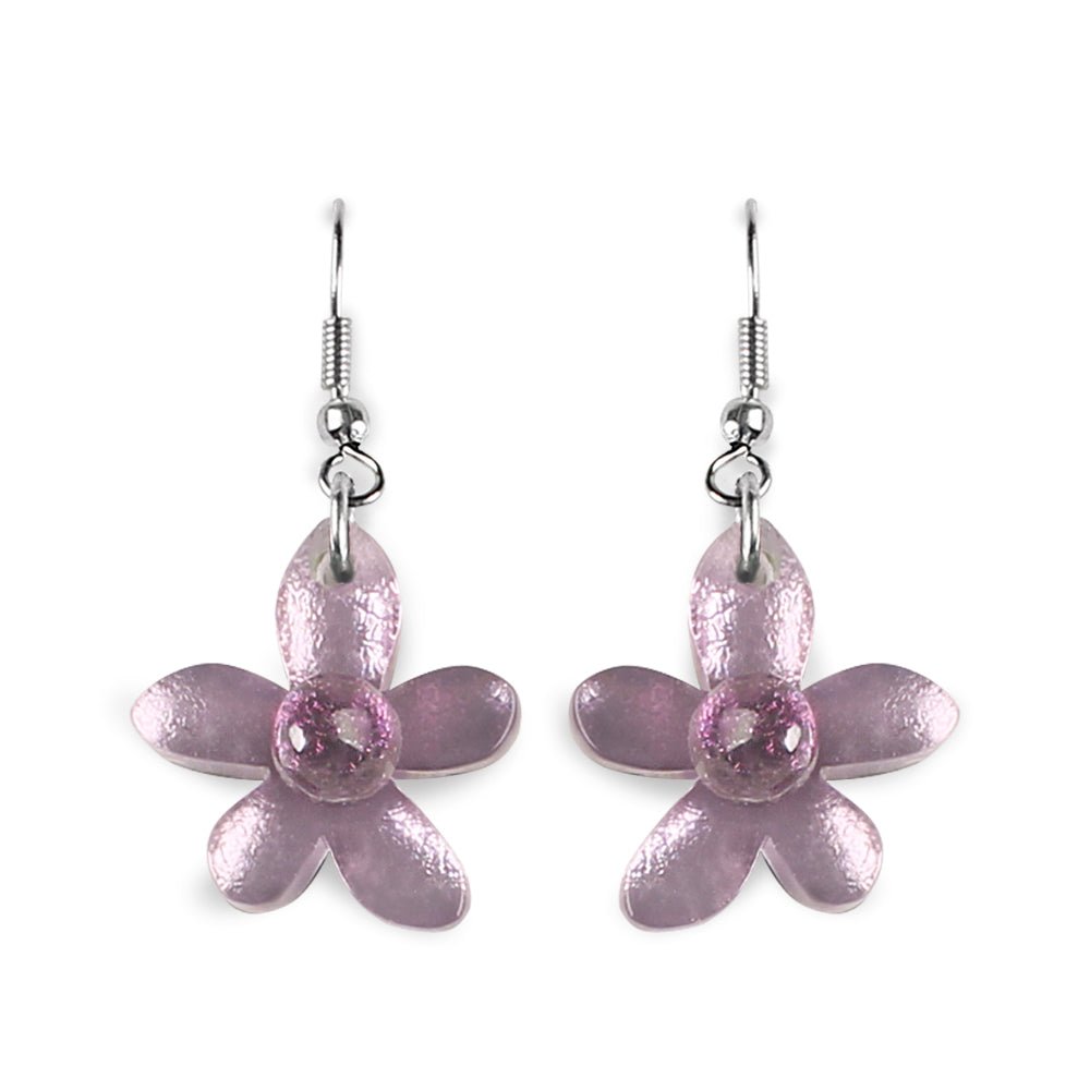 Lilac Flower Fish Hook Earrings | The Jewellery Stop