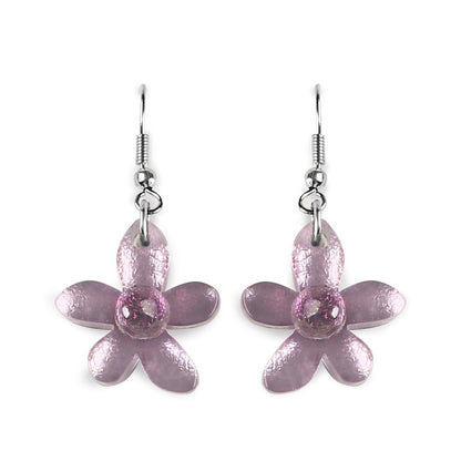 Lilac Flower Fish Hook Earrings | The Jewellery Stop