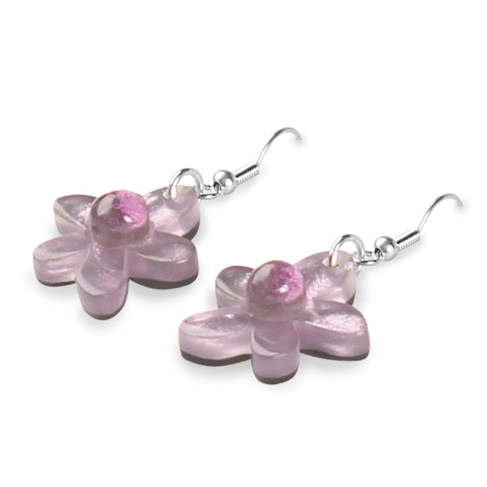 Lilac Flower Fish Hook Earrings | The Jewellery Stop