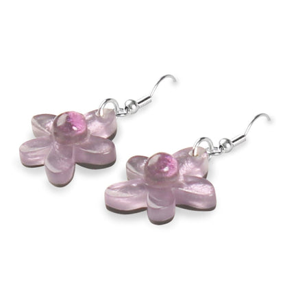 Lilac Flower Fish Hook Earrings | The Jewellery Stop