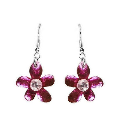Pink Flower Fish Hook Earrings | The Jewellery Stop