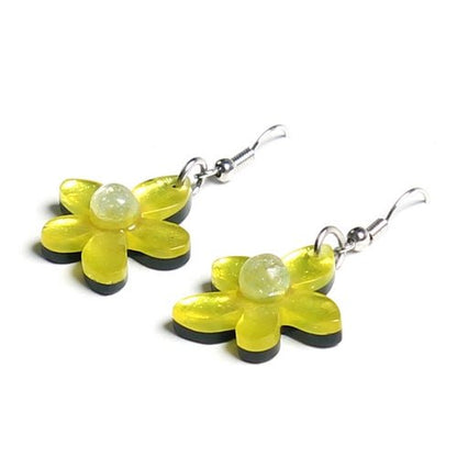 Yellow Flower Fish Hook Earrings | The Jewellery Stop