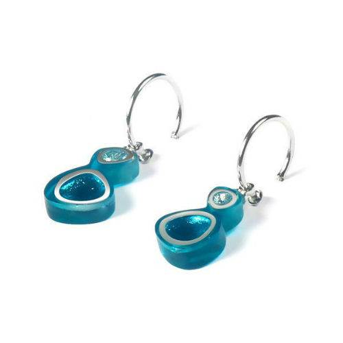 Aqua Bubbles Creole Earrings