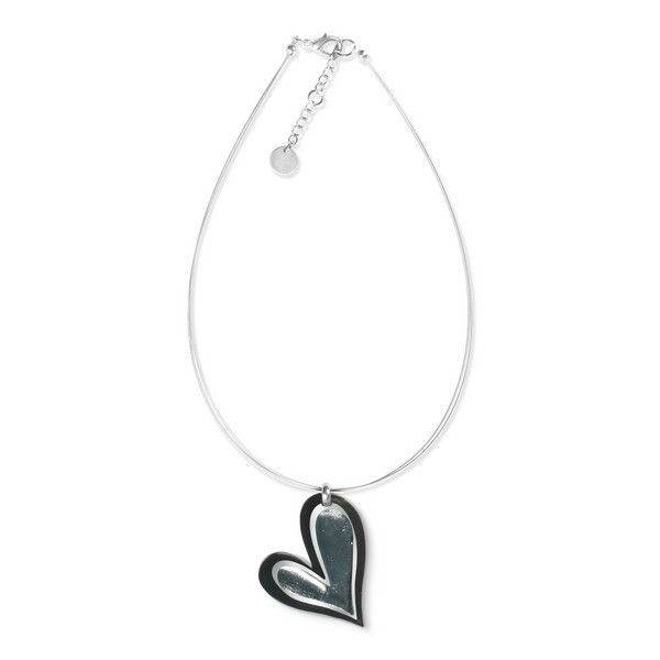 Black Linear Heart Large Pendant | The Jewellery Stop
